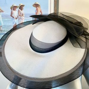 Beautiful Derby hat.  Net embellishment with rose.  Absolutely stunning!